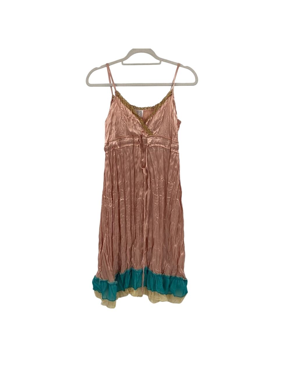 213 layered crinkle pink blue mini dress